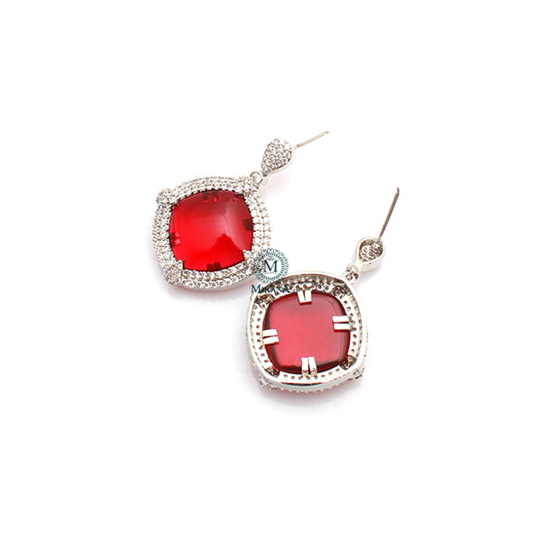 Belina Ruby CZ Designer Earrings