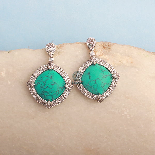 Belina Turquoise CZ Designer Earrings