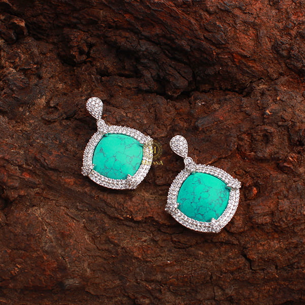 Belina Turquoise CZ Designer Earrings