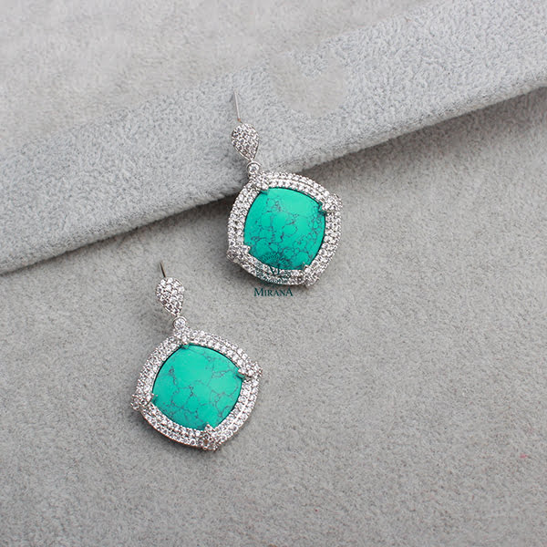 Belina Turquoise CZ Designer Earrings