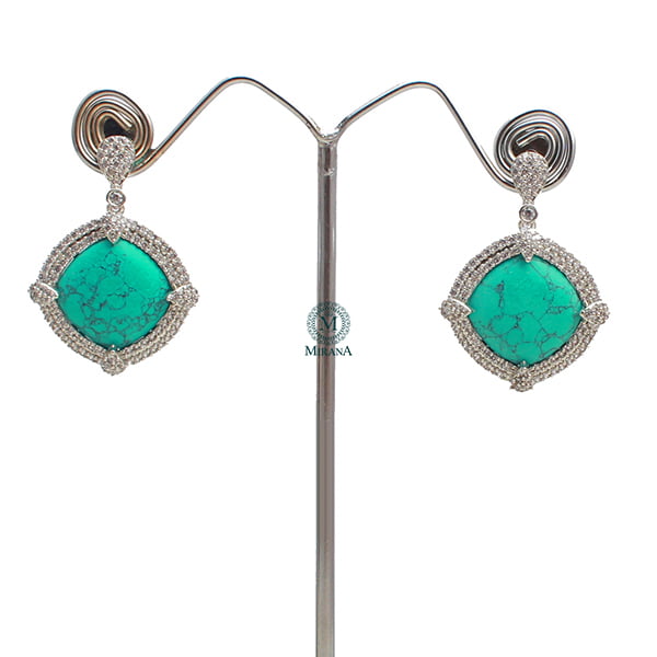 Belina Turquoise CZ Designer Earrings