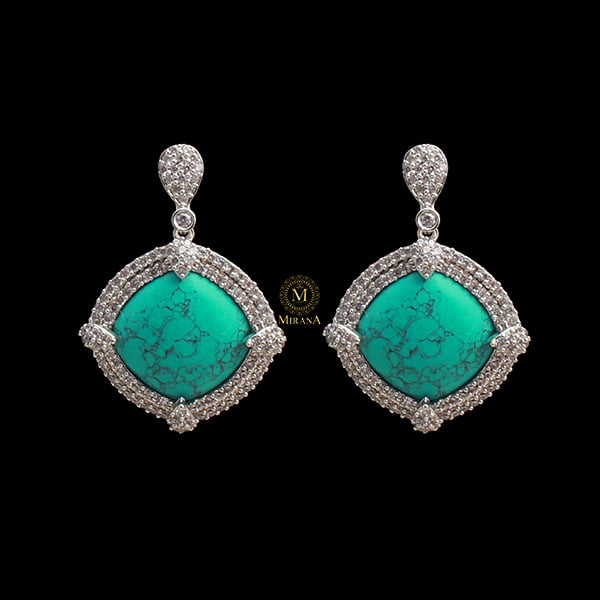 Belina Turquoise CZ Designer Earrings