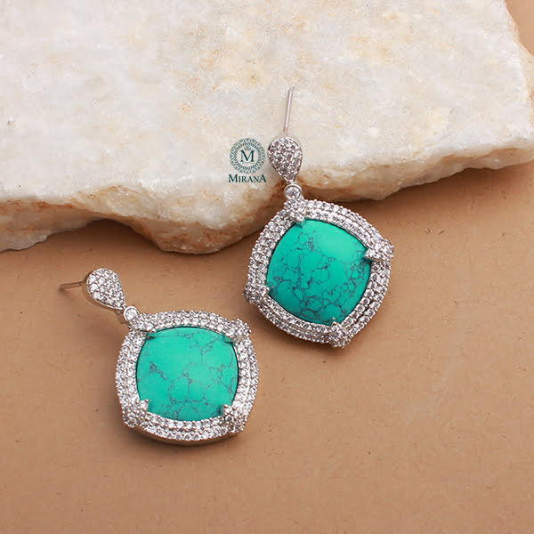 Belina Turquoise CZ Designer Earrings