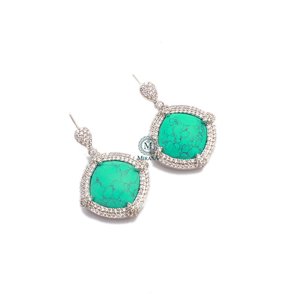 Belina Turquoise CZ Designer Earrings