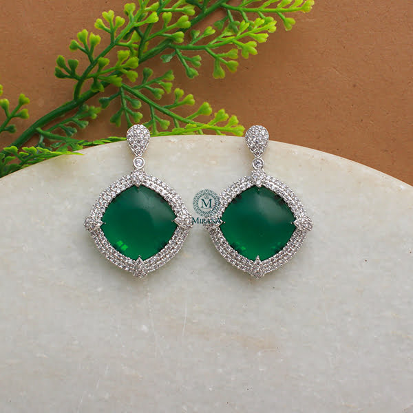 Belina Green CZ Designer Earrings