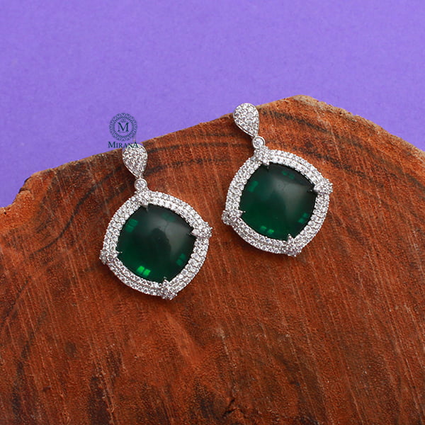 Belina Green CZ Designer Earrings