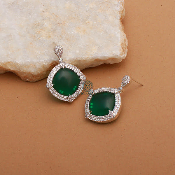 Belina Green CZ Designer Earrings