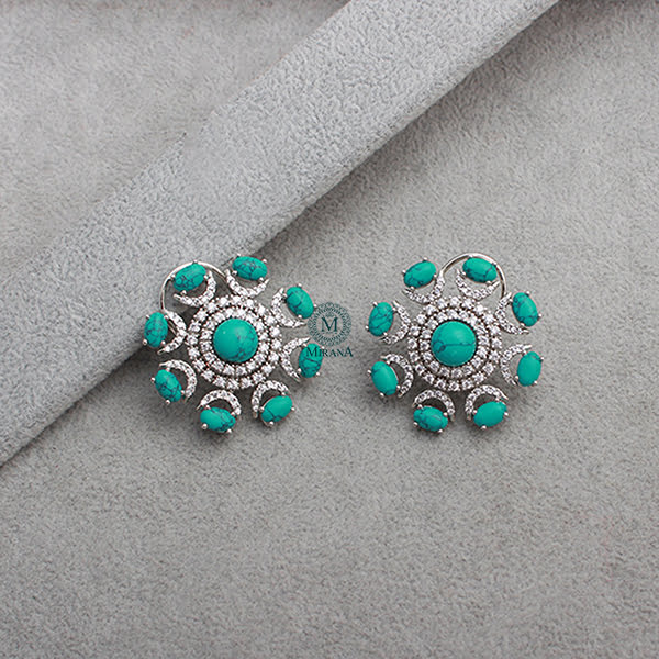 Raaya Turquoise CZ Designer Studs