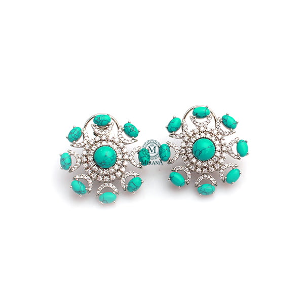 Raaya Turquoise CZ Designer Studs