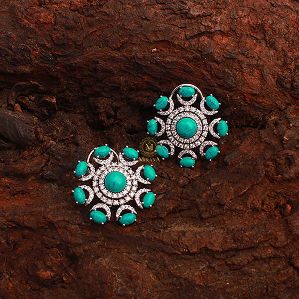 Raaya Turquoise CZ Designer Studs