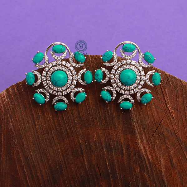 Raaya Turquoise CZ Designer Studs