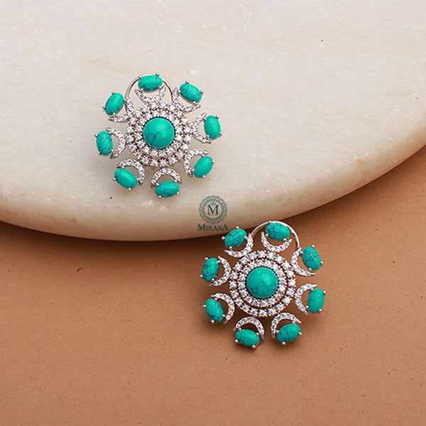 Raaya Turquoise CZ Designer Studs