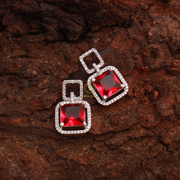 Siri Ruby CZ Designer Earrings