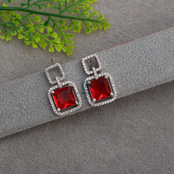 Siri Ruby CZ Designer Earrings