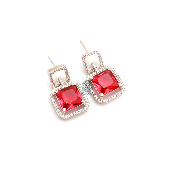 Siri Ruby CZ Designer Earrings