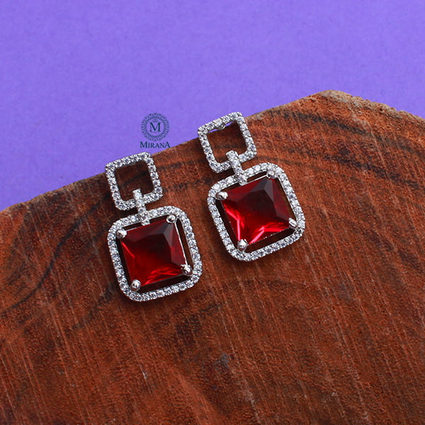 Siri Ruby CZ Designer Earrings