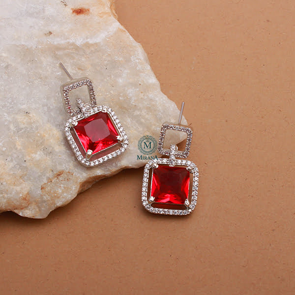 Siri Ruby CZ Designer Earrings