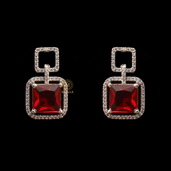 Siri Ruby CZ Designer Earrings