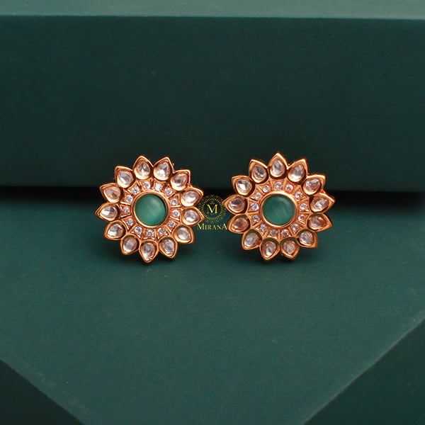 Tanisha Pastel Green Polki Designer Studs