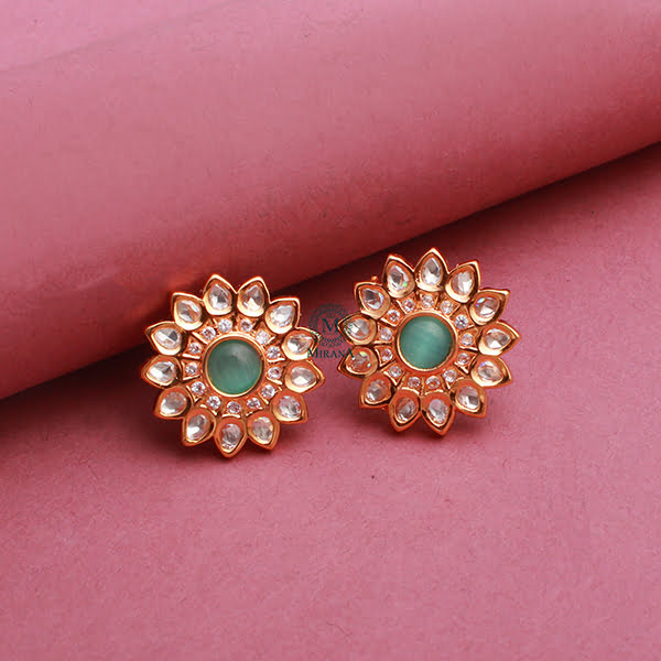 Tanisha Pastel Green Polki Designer Studs