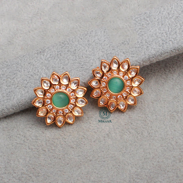 Tanisha Pastel Green Polki Designer Studs