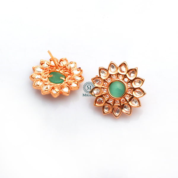 Tanisha Pastel Green Polki Designer Studs