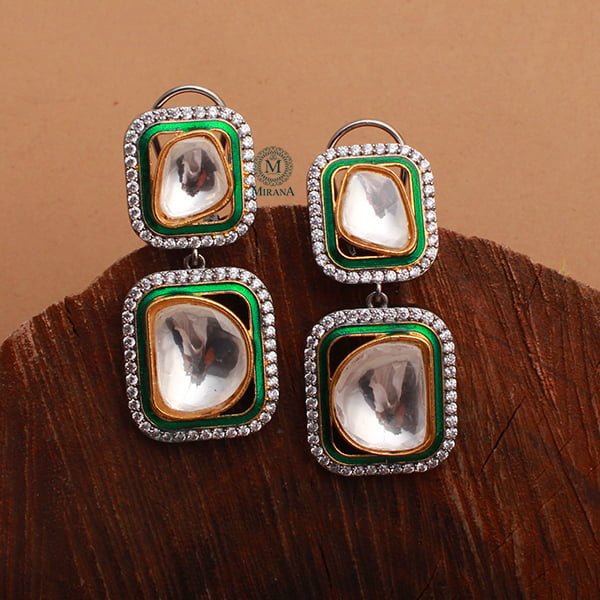 Jesal Emerald Green Polki Designer Earrings