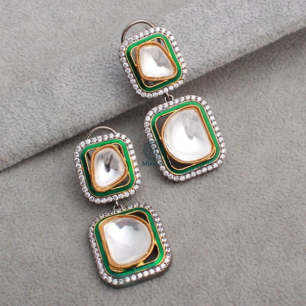 Jesal Emerald Green Polki Designer Earrings