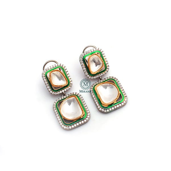 Jesal Emerald Green Polki Designer Earrings