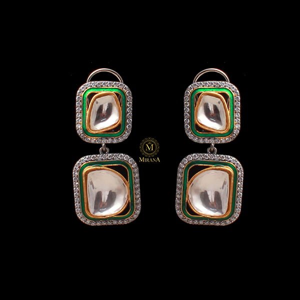 Jesal Emerald Green Polki Designer Earrings