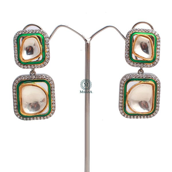 Jesal Emerald Green Polki Designer Earrings