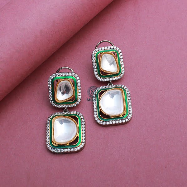 Jesal Emerald Green Polki Designer Earrings