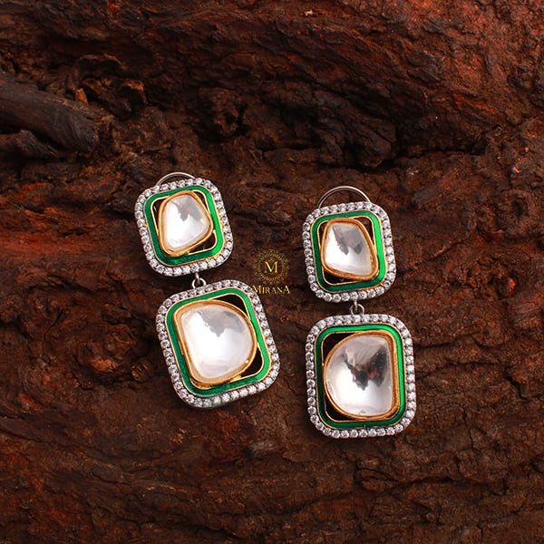 Jesal Emerald Green Polki Designer Earrings