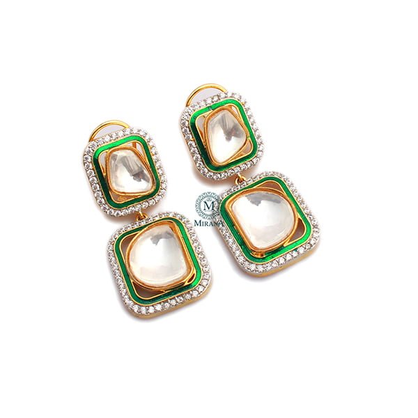 Jesal Emerald Green Polki Designer Earrings