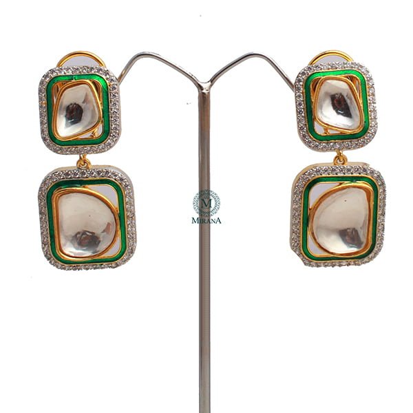 Jesal Emerald Green Polki Designer Earrings