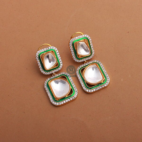 Jesal Emerald Green Polki Designer Earrings