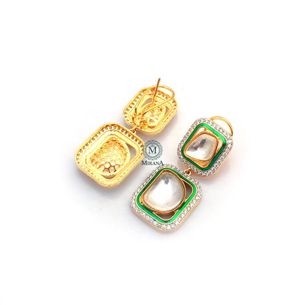 Jesal Emerald Green Polki Designer Earrings