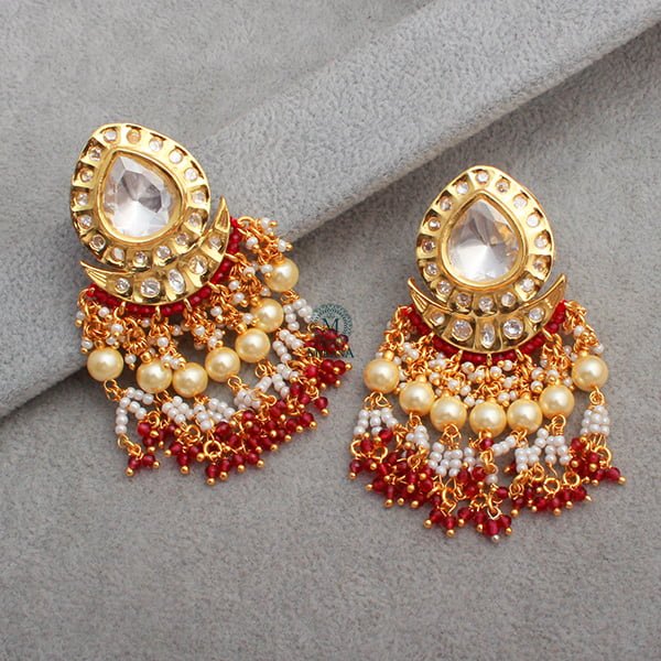 Anisha Ruby Polki Tassels Earrings