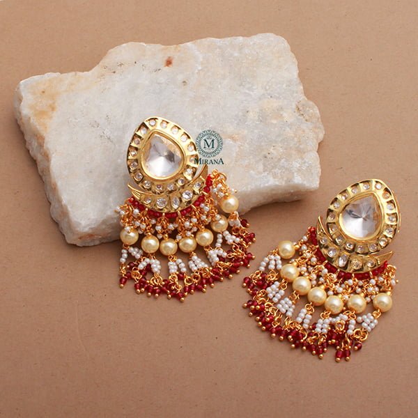 Anisha Ruby Polki Tassels Earrings