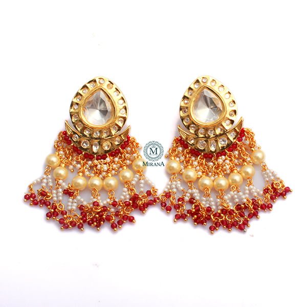 Anisha Ruby Polki Tassels Earrings