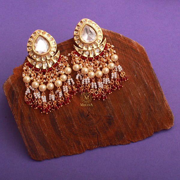 Anisha Ruby Polki Tassels Earrings