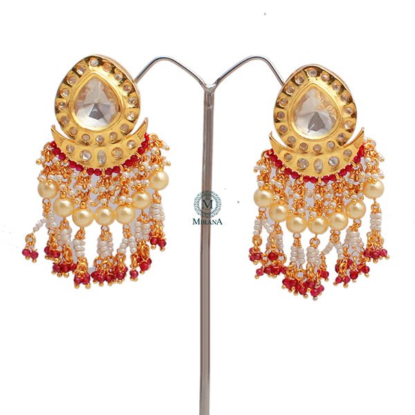 Anisha Ruby Polki Tassels Earrings