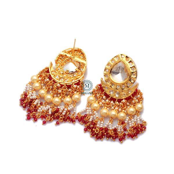 Anisha Ruby Polki Tassels Earrings