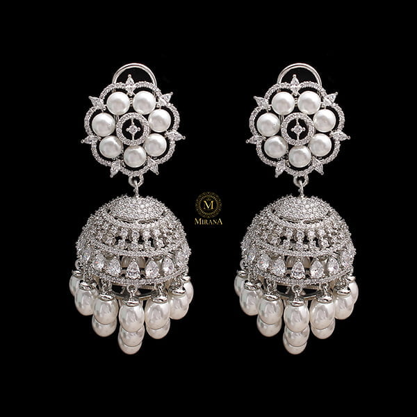 Nova Pearl CZ Designer Earrings