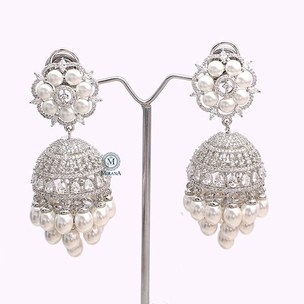 Nova Pearl CZ Designer Earrings