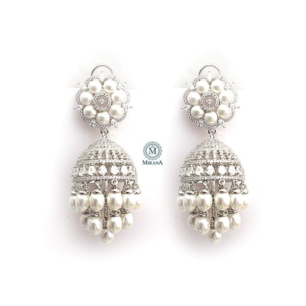 Nova Pearl CZ Designer Earrings