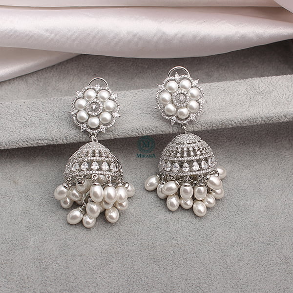 Nova Pearl CZ Designer Earrings