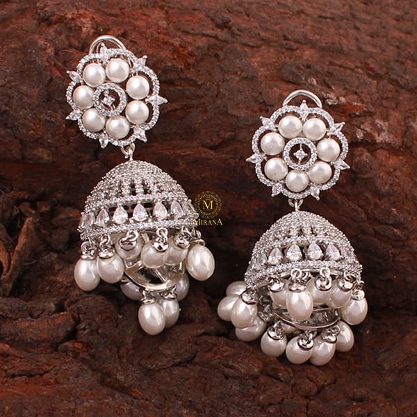 Nova Pearl CZ Designer Earrings