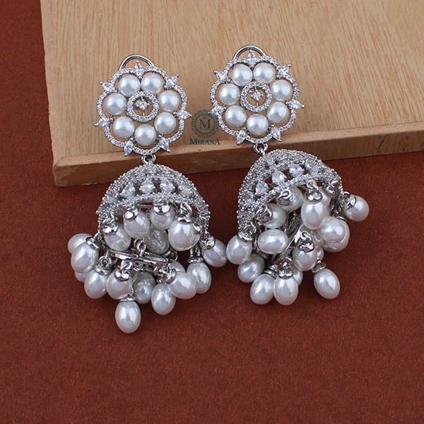 Nova Pearl CZ Designer Earrings