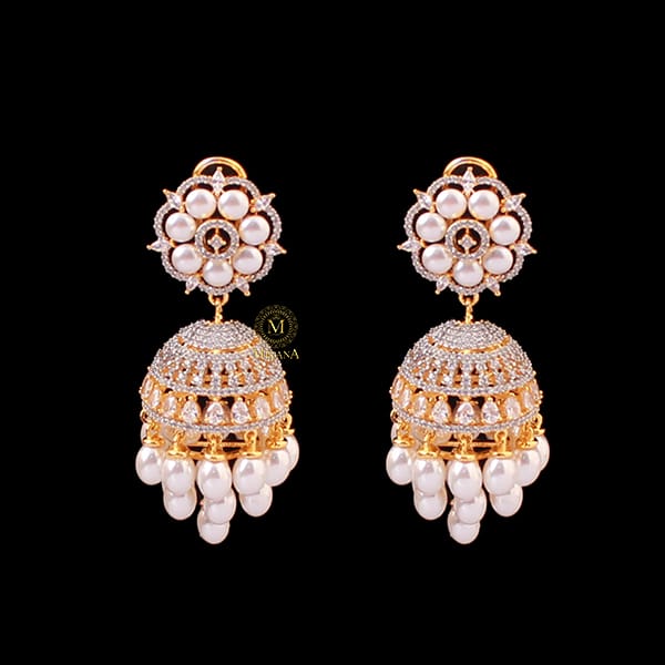 Nova Pearl CZ Designer Earrings